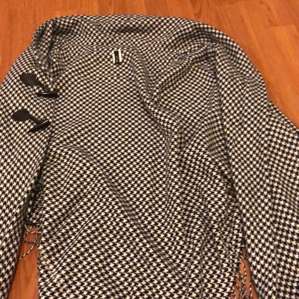 black and white poncho